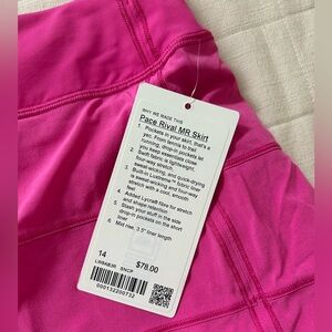 Lululemon Pace Rival pink skirt size 14